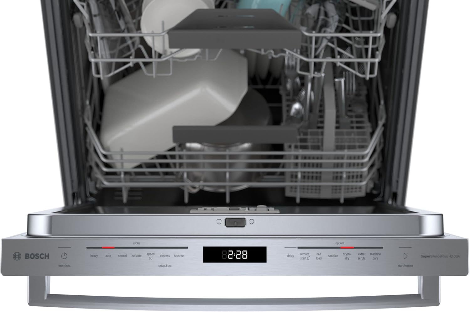BOSCH SHX78B75UC 42 dBA 800 Series Stainless Steel Top Control Dishwasher