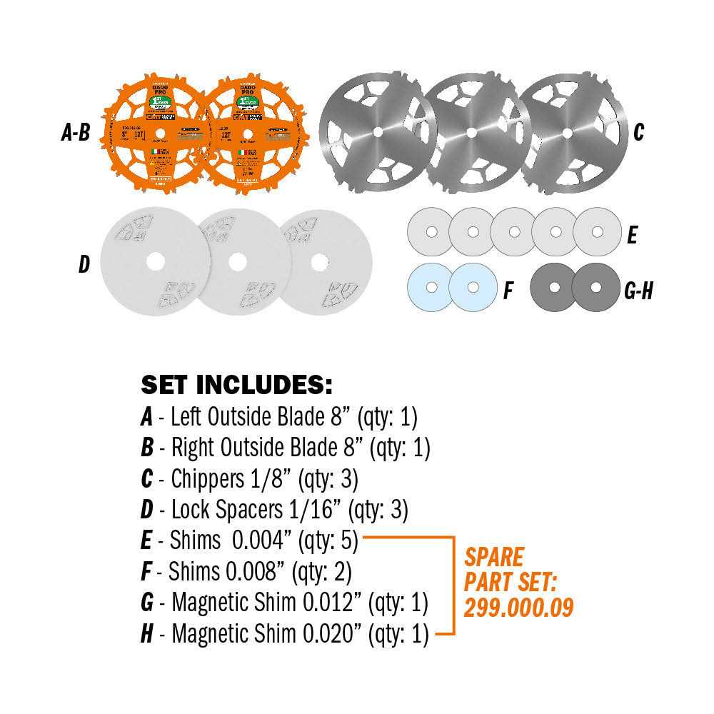 CMT 8in 12T Wood Locked Dado Pro Blade Set - Shop Hardware Tools Online Store