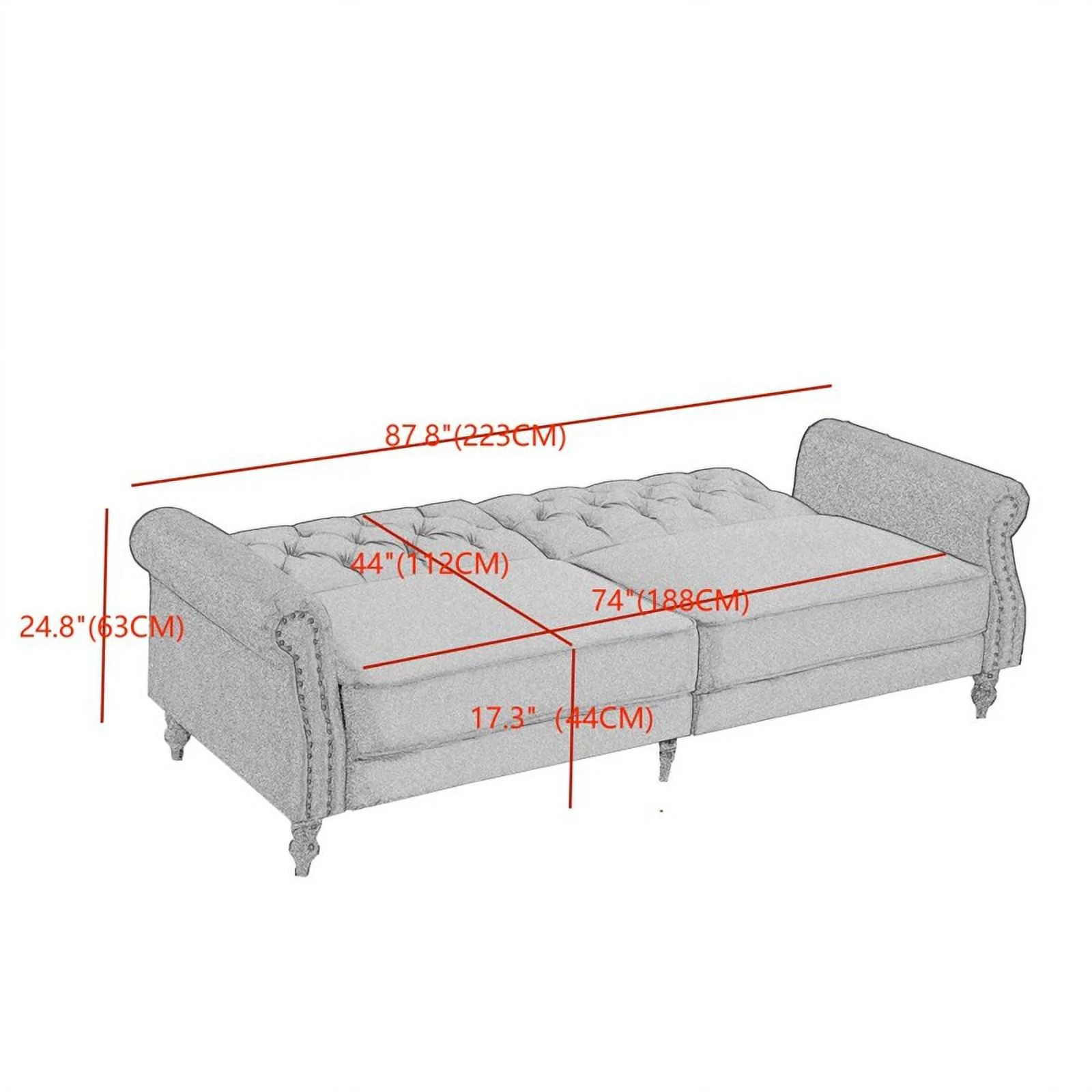 87.8'' Convertible Blue Velvet Sofa Bed Sleeper