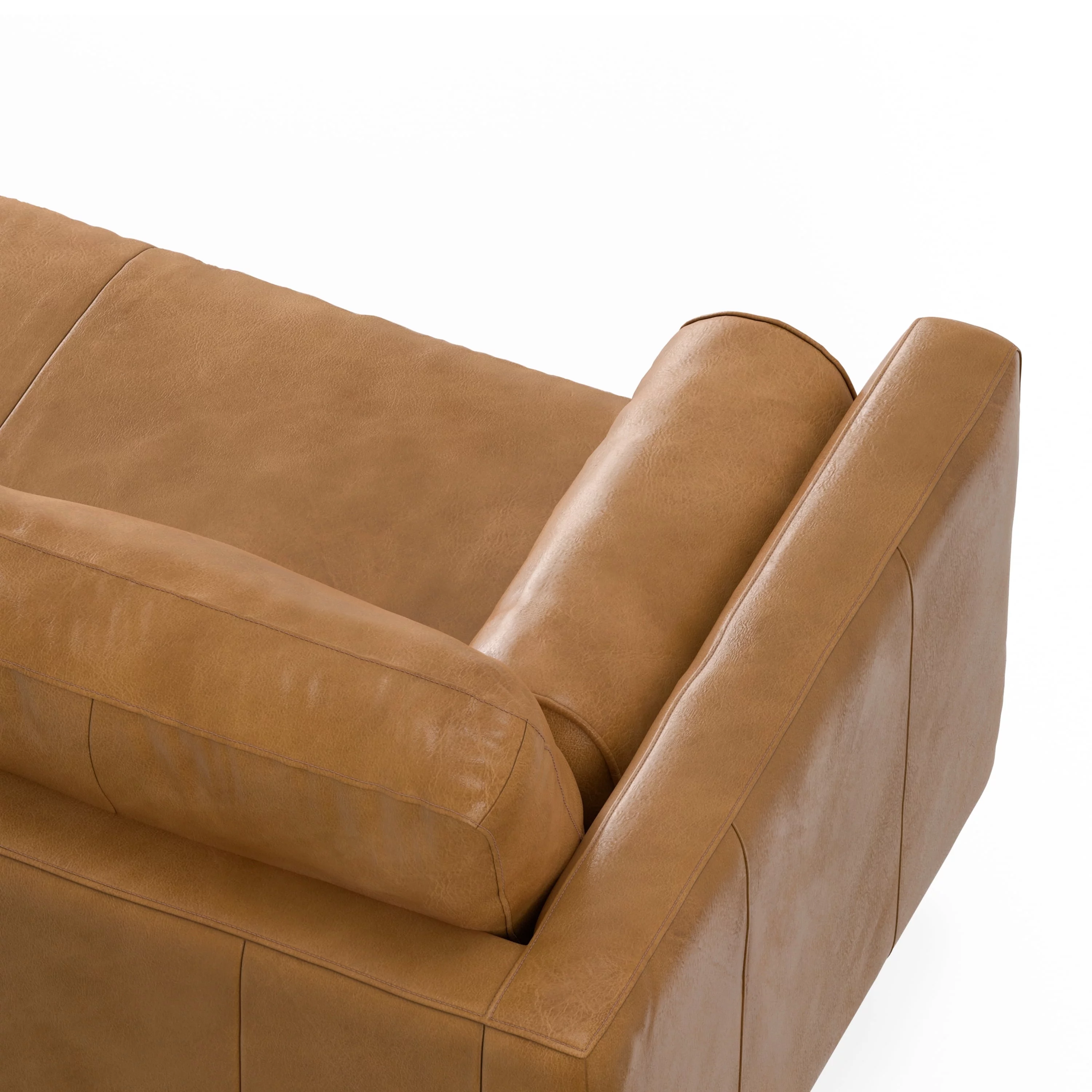 Simpli Home Morrison Mid-Century Modern 89 inch Wide Sofa in Sienna Genuine Leather