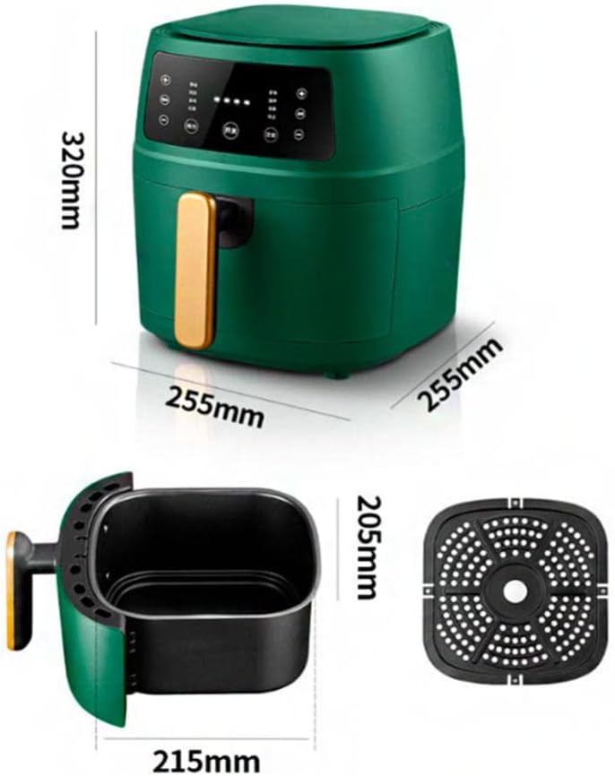 5. 4 Quart Air Fryer, Large Family Size Electric Hot Air Fryer Oven Oilless Cooker with 8 Presets, LCD Digital Touch Screen and Nonstick Detachable Basket, 2400W(Green)