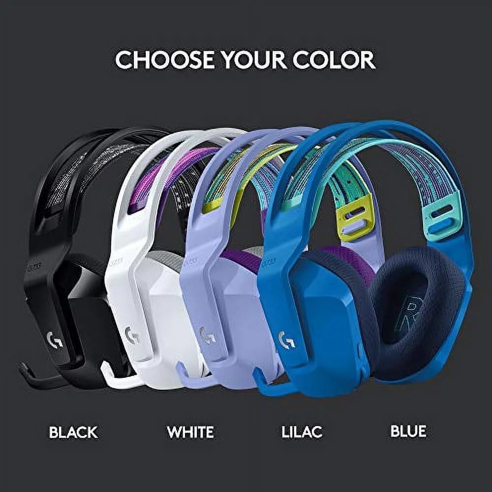Logitech G733 LIGHTSPEED Wireless Gaming Headset with suspension headband, LIGHTSYNC RGB, Blue VO!CE mic technology and PRO-G audio drivers, Black