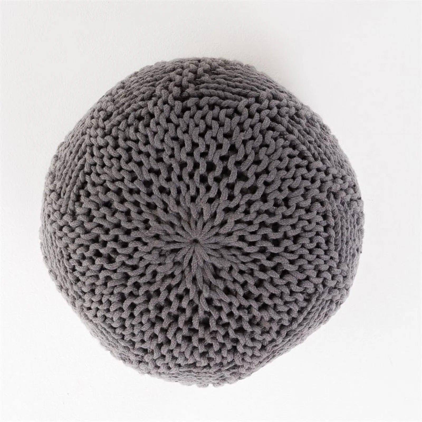 Noble House Aria Handcrafted Modern Fabric Outdoor Weave Pouf in Dark Gray