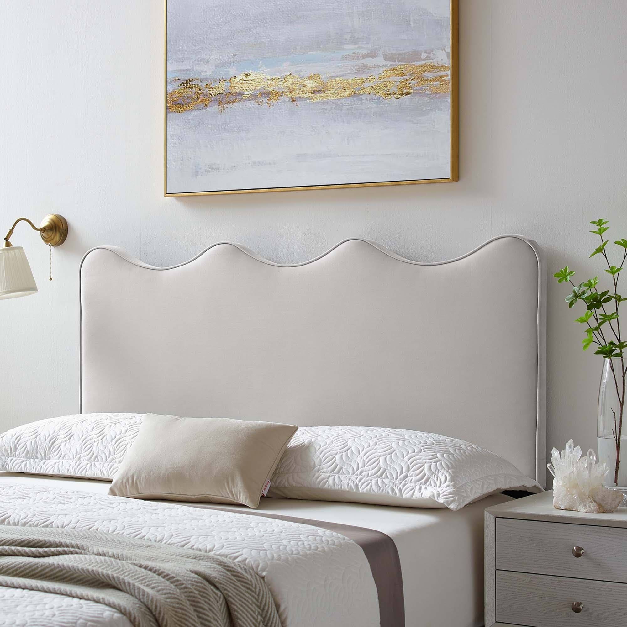 Athena Performance Velvet Headboard King/California King / Light Gray