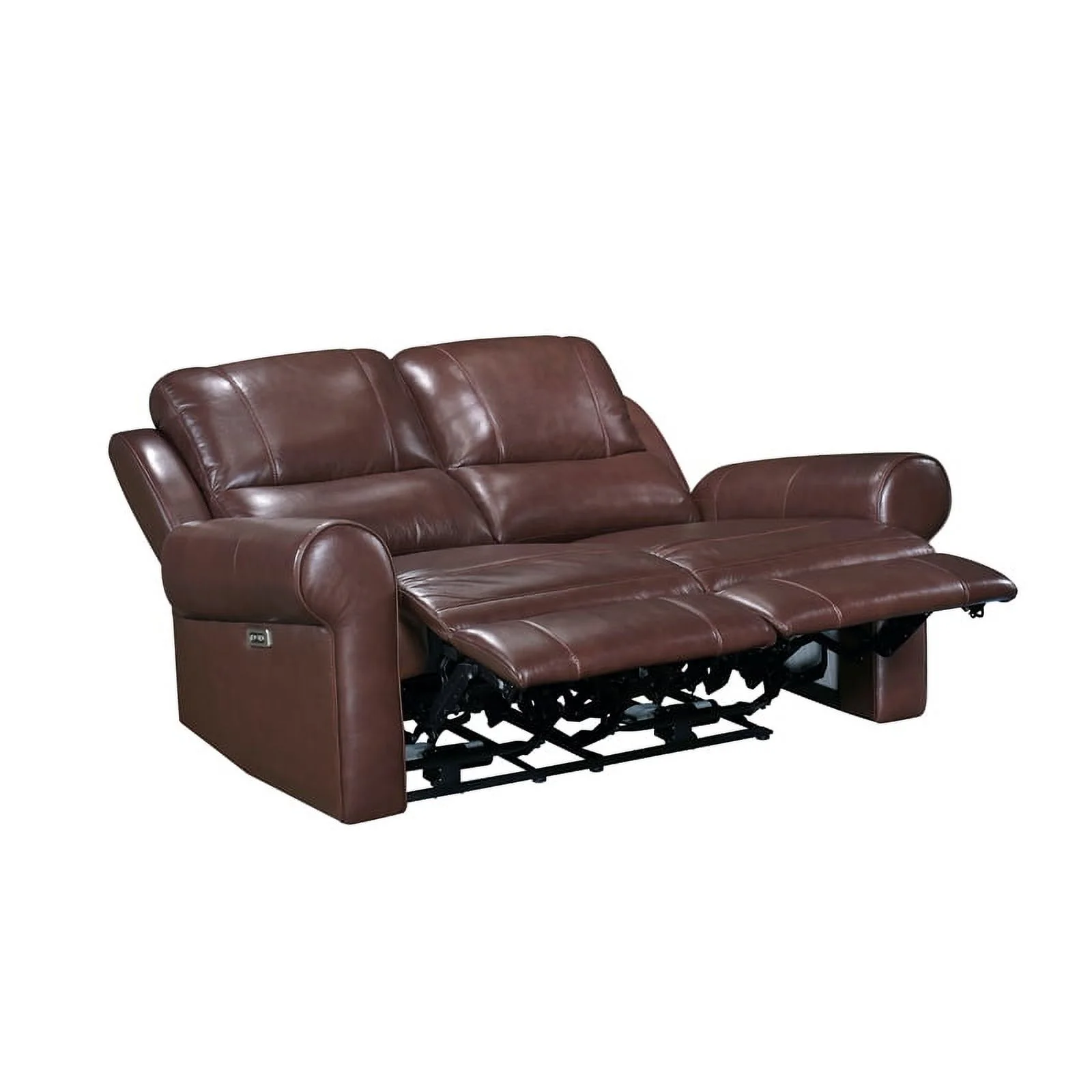 Lexicon McCall Leather Match Power Double Reclining Love Seat in Brown