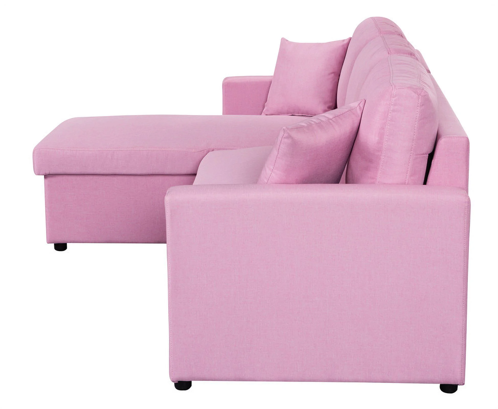 CoSoTower Pink Linen Fabric Reversible Sleeper Sectional Sofa with Storage Chaise