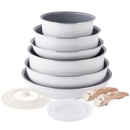 YIIFEEO 11 Pieces Cookware Set, Nonstick Pans and Pots Sets, Stone Non Stick Frying Pans and Saucepan Sets with Cooking Utensils,Induction Compatible