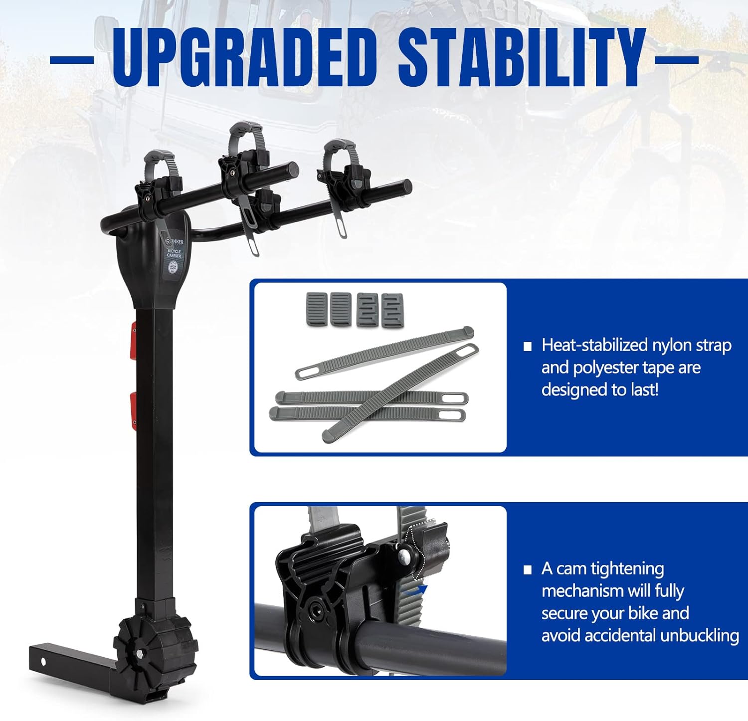 BUNKER INDUST 2-Bike Hitch Mount Carrier Rack,Heavy Duty Bicycle Carrier Foldable for Cars, Trucks, SUV's and minivans with a 2 Hitch Receiver