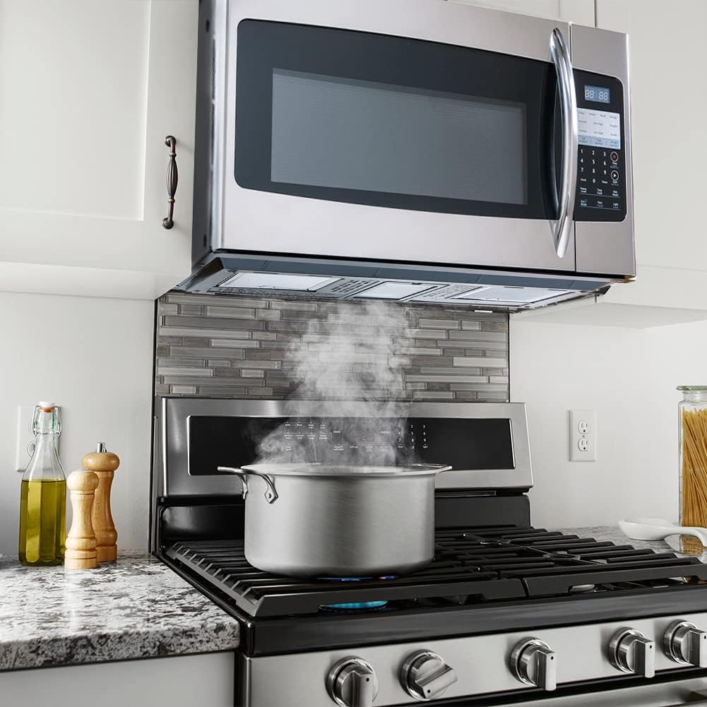 1.6 Cu.Ft. Over the Range Microwave 30 Inch with Vent, Rangetop Microwave with Sensor Cook, ECO Mode, LED Lighting and Child Lock, Smudge-Proof Stainless Steel