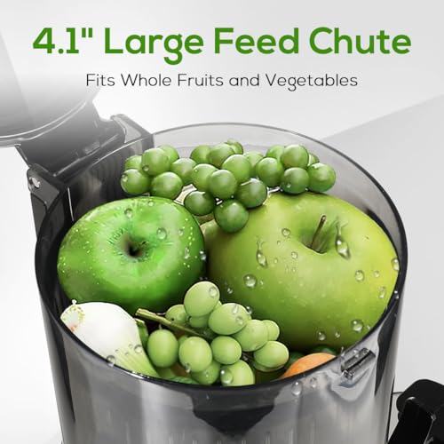Cold Press Juicer,celiberry Slow Masticating Juicer Machines with 4.1"Large Feed Chute Fit Whole Vegetable and Fruit,Easy Clean Self Feeding Juice Extractor,Quiet Motor Juicer Machine