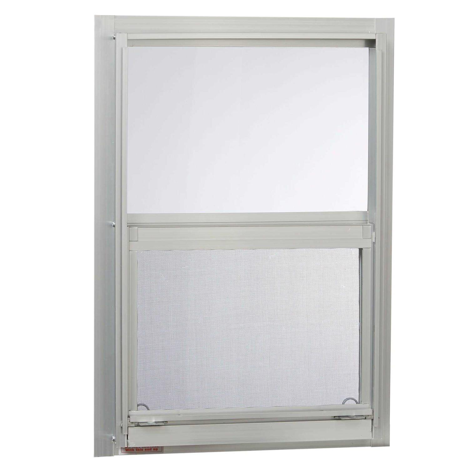 Project Source 40000 Series Replacement 14-in x 21-in x 1-3/4-in Jamb Silver Aluminum Single-glazed Single Hung Window Half Screen Included - Shop Hardware Tools Online Store