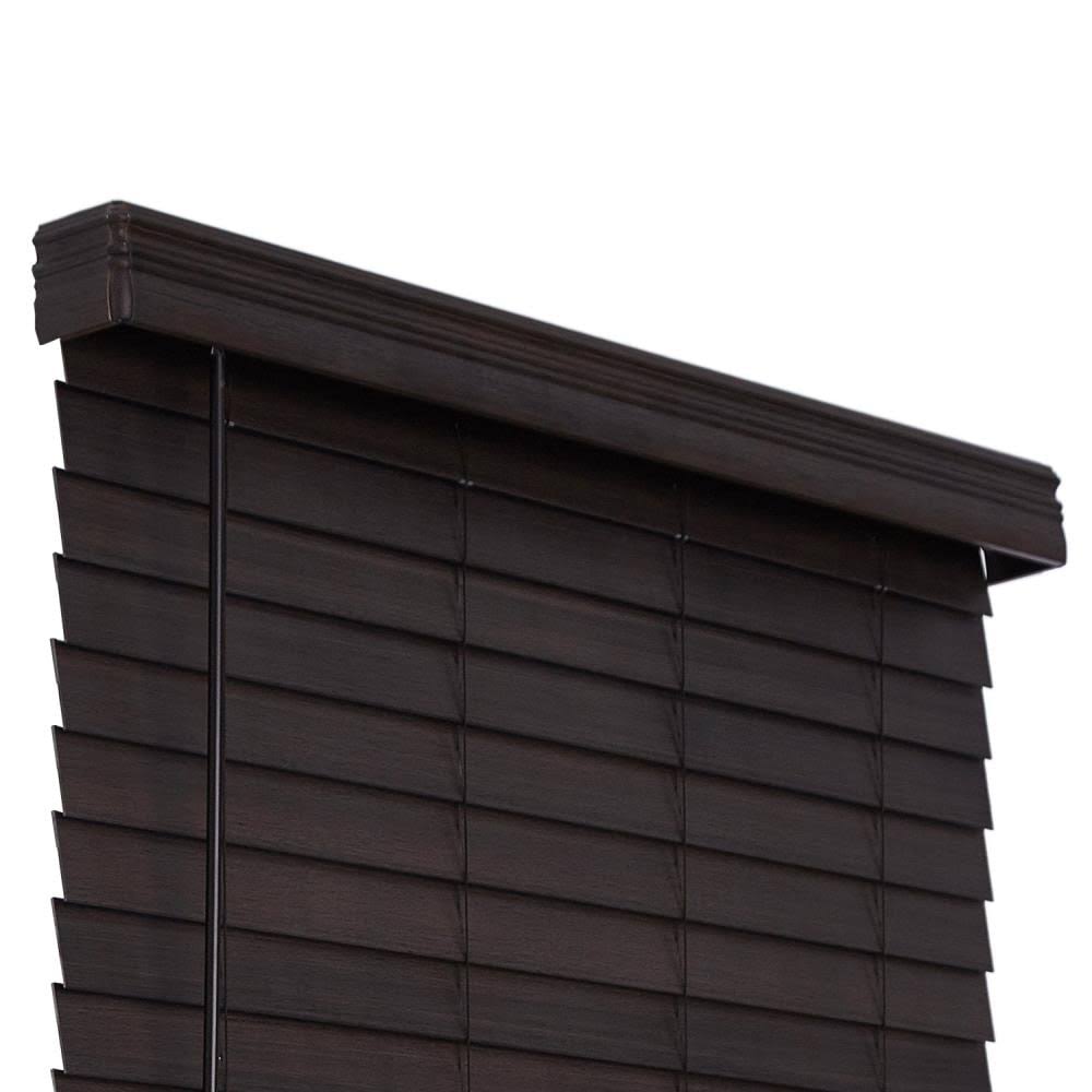 US Shade and Shutter Cut-to-Width Brown Oak Cordless 2.5 in. Distressed Faux Wood Blind - 52 in. W x 72 in. L