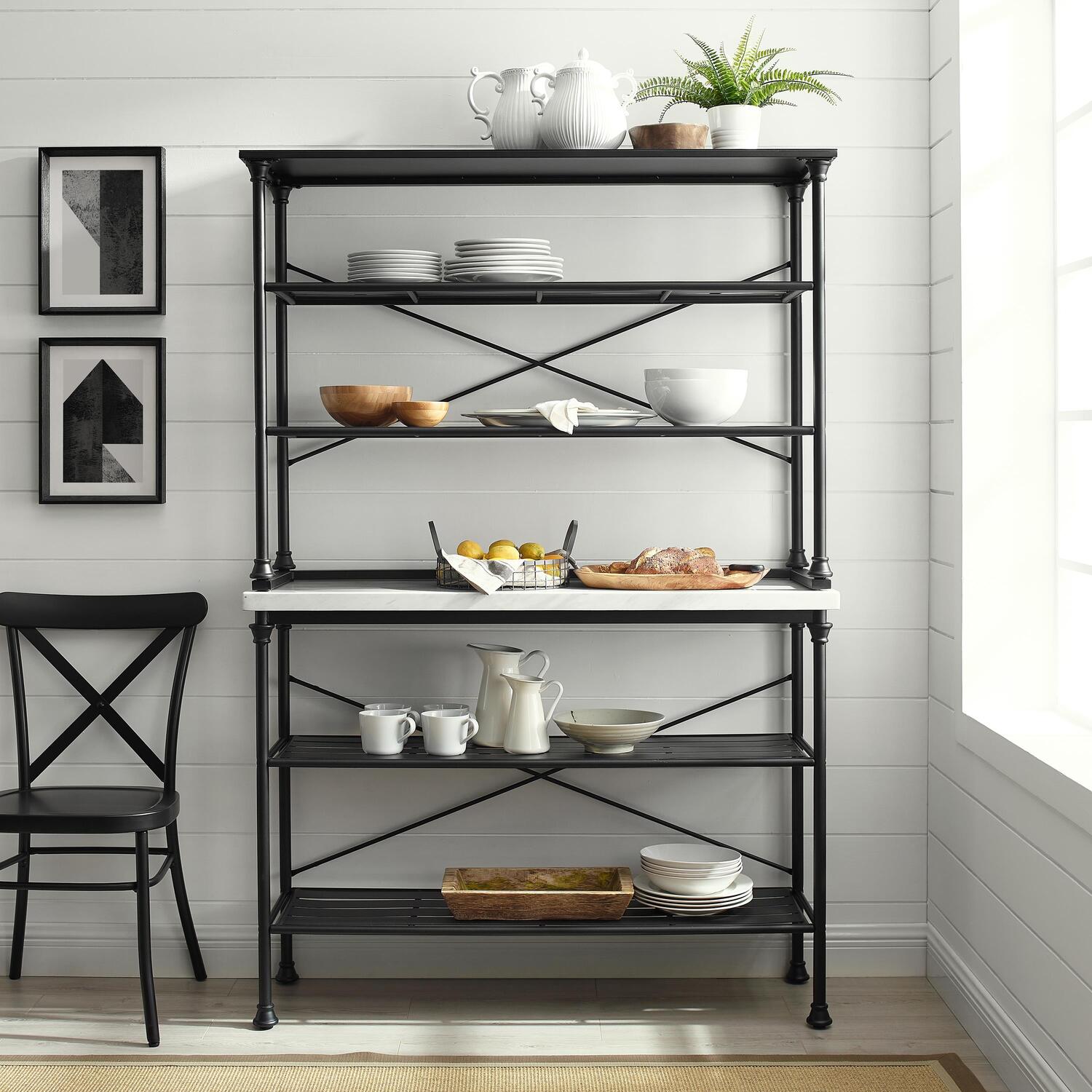 HomeStock Retro Renaissance Baker's Rack Matte Black - Console & Hutch