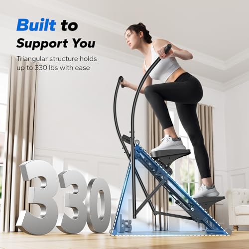 MERACH Stair Stepper for Home Gym Exercise, New Version Vertical Climber Machine for Full-Body Workout, Compact Folding Cardio Exercise Climber with Extended Step Range, Adjustable Handlebar & Pedals