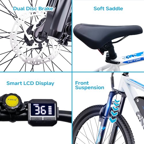 Electric Bike for Adults, 350W 26" Ebike for Teens 21 Speed 20Mph Up to 40Mile with Dual Disc Brake Commute E-Bike E-MTB for Men Women Electric Bicycles UL 2849 Tested