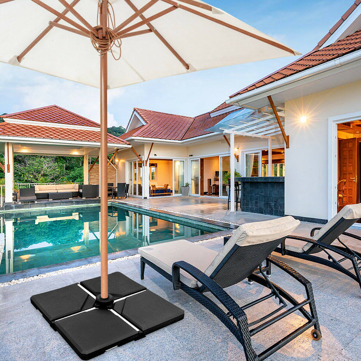 Costway 4 Pcs 238lb Patio Cantilever Offset Umbrella Base Weight Stand