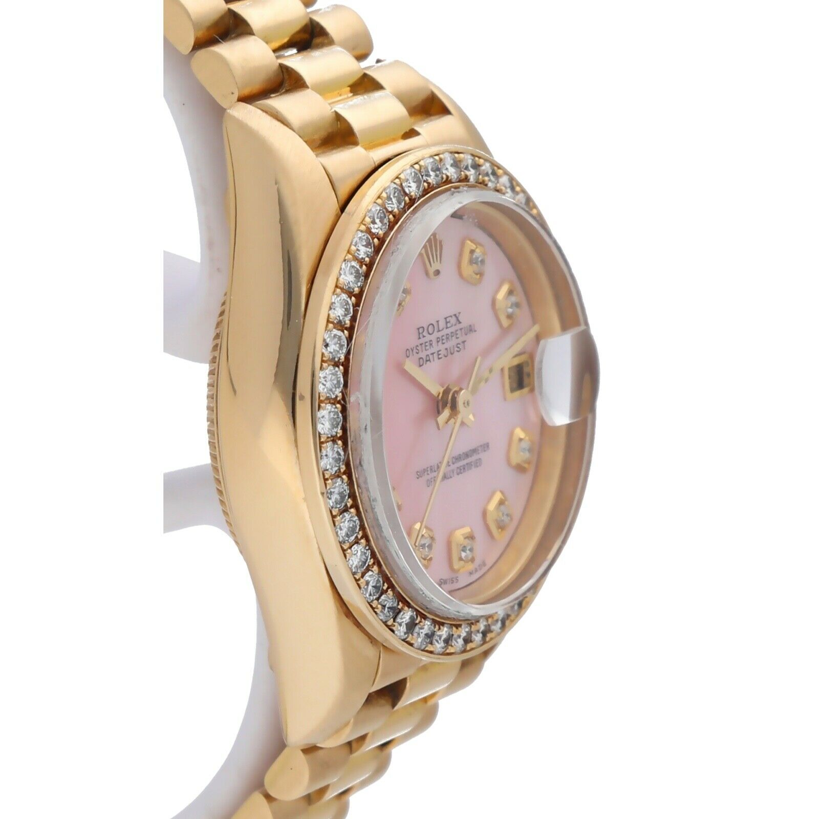 Rolex 69178 Datejust 18k Yellow Gold Diamonds Pink MOP Automatic Ladies Watch