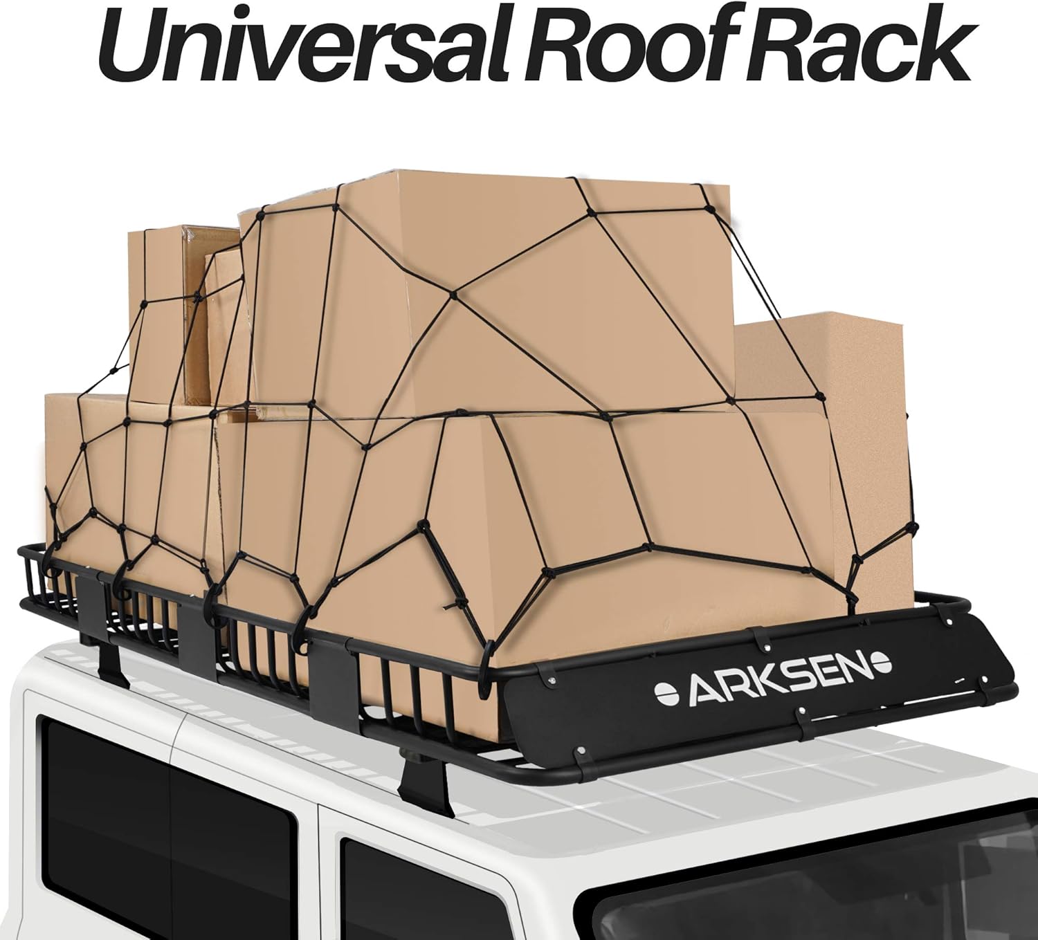 ARKSEN 84 Inch Universal Roof Rack Cargo Basket with Extension Soft-Shell Rooftop Cargo Carrier with Waterproof Car Roof Bag for SUV, Trucks, & Cars - Black