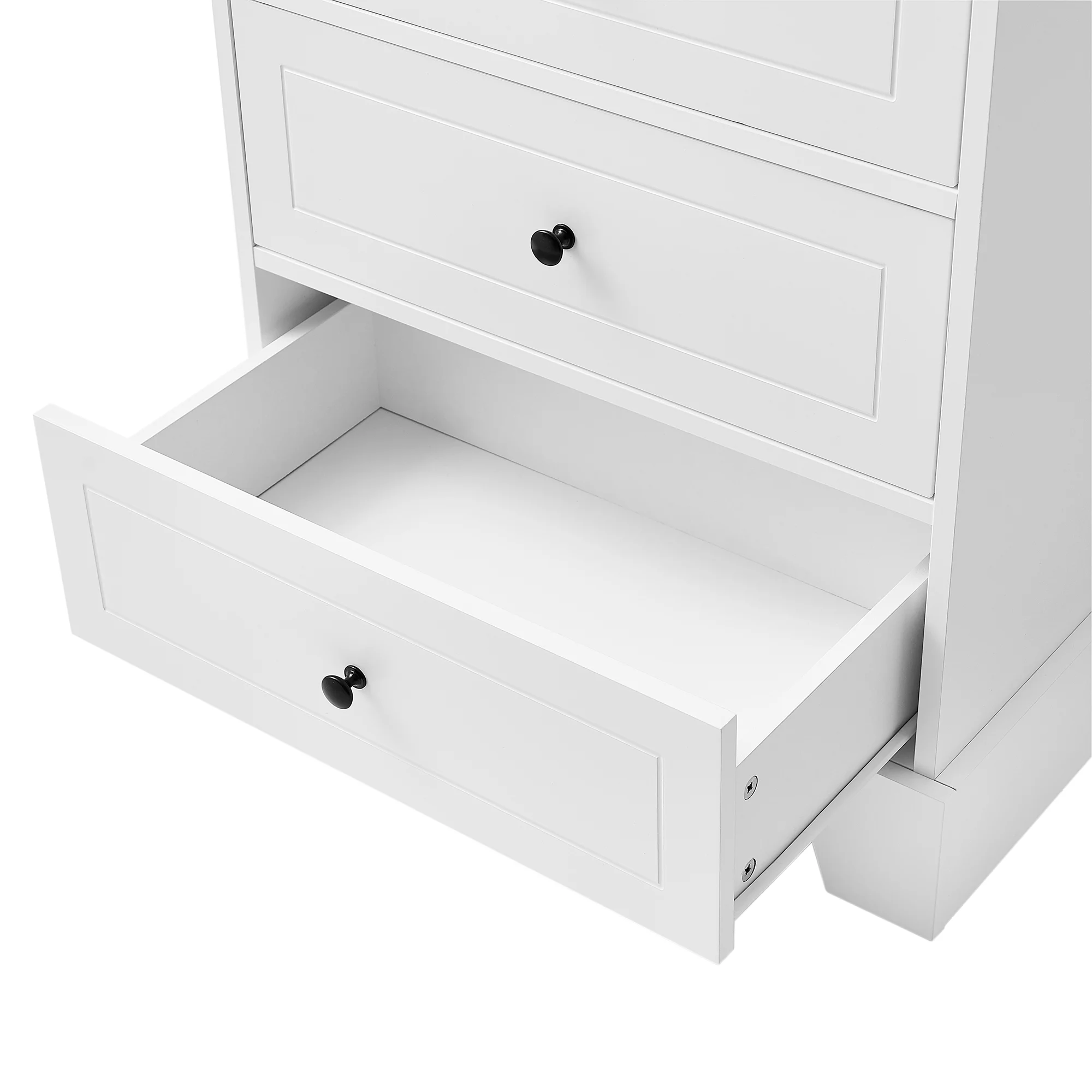 Hombay Tall Bathroom Storage Cabinet with 2 Doors and 4 Drawers, Wood Freestanding Cupboard Pantry with Adjustable Shelves for Living Room Bedroom Kitchen