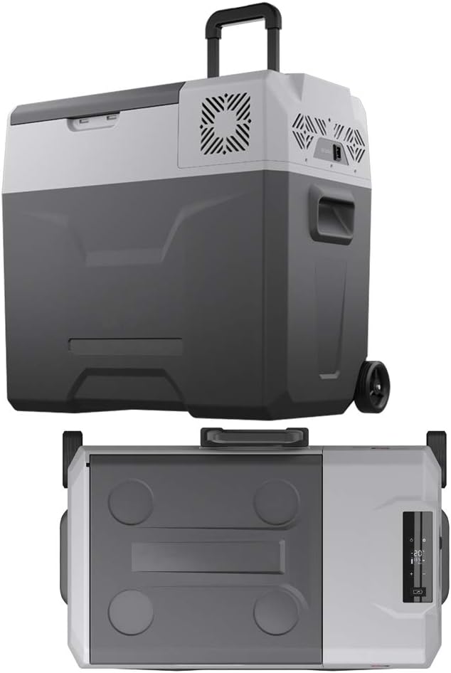 Portable Cooler Freezer/Refrigerator Cooler AC/DC Compressor Electric Cooler Trolley Wheels for Truck RV Boat Party Travel Picnic Outdoor Camping