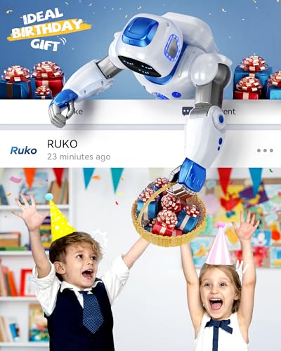 Ruko 1088 Smart Robots for Kids, Large Programmable Interactive RC Robot with Voice Control, APP Control, Boys & Girls, Blue & Pink