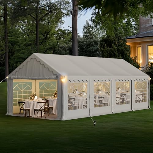 GREEN PARTY 20x40FT Party Tent Heavy Duty, Large Wedding Event Shelters with 7 Carry Bags & Removable Sidewalls, Outdoor Canopy Gazebo Commercial Tents for Parties Carport Camping Garden Patio