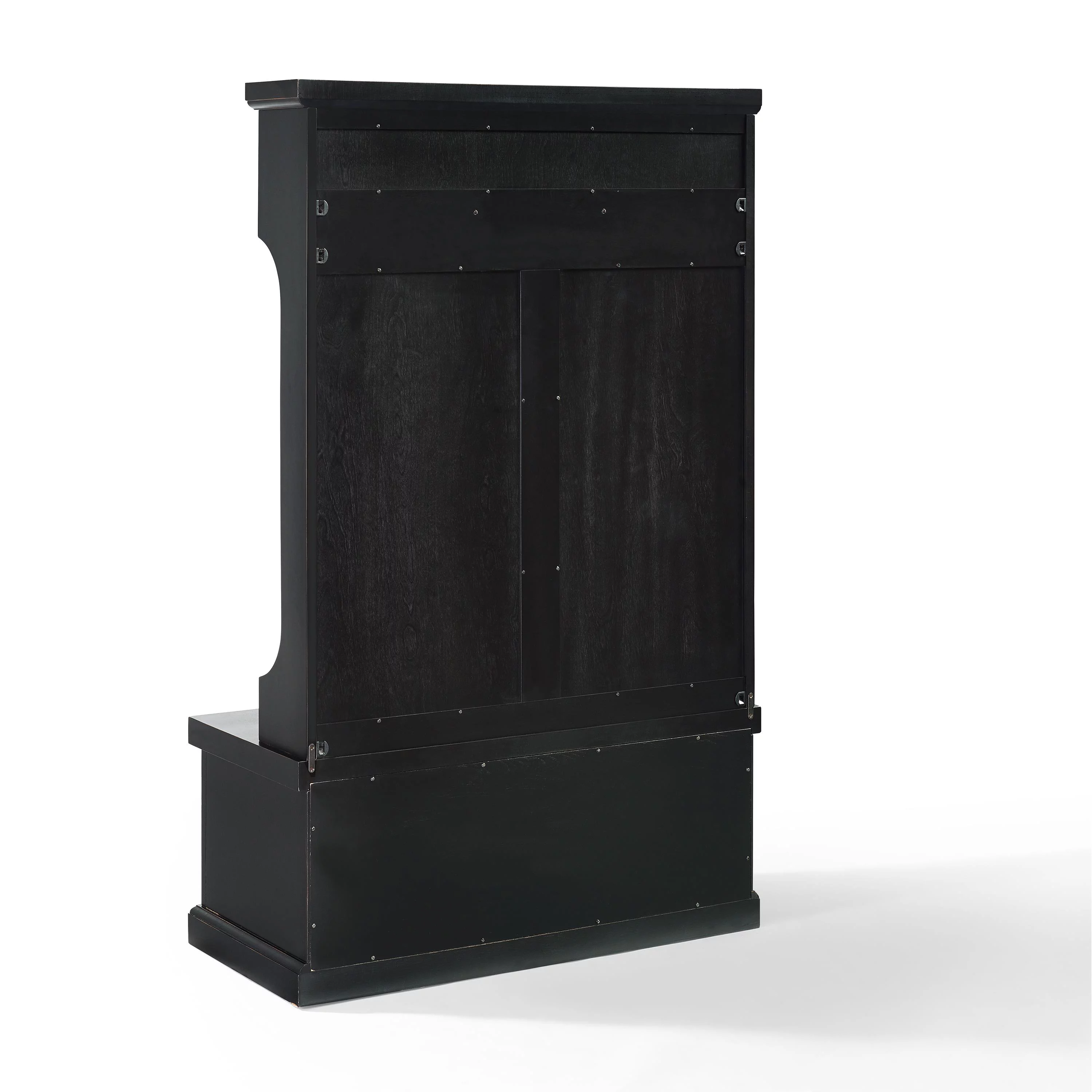 Crosley Furniture Seaside Wood Hall Tree in Distressed  Black