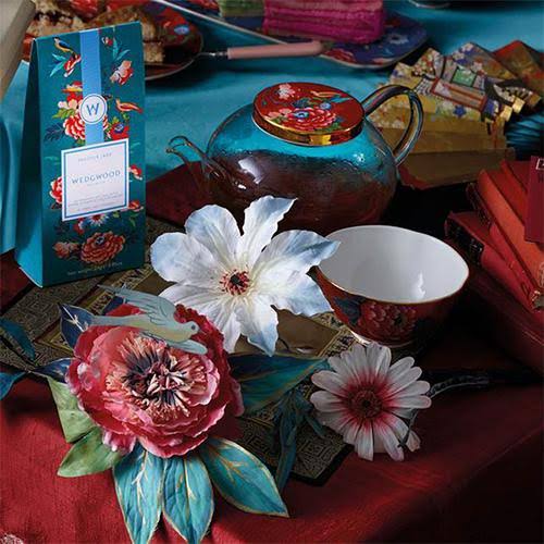 Wedgwood Paeonia Blush Cake Stand Two-Tier (Coral u0026 Red)