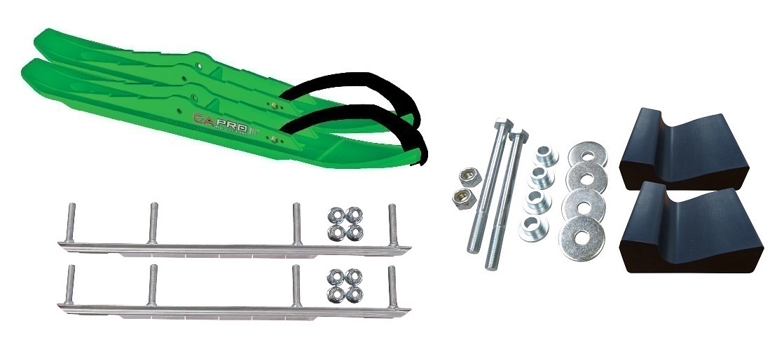 C&A Pro Green XCS Snowmobile Skis w/ 9" Shaper Bars Complete Kit 2021+ Ski-Doo Summit / Freeride