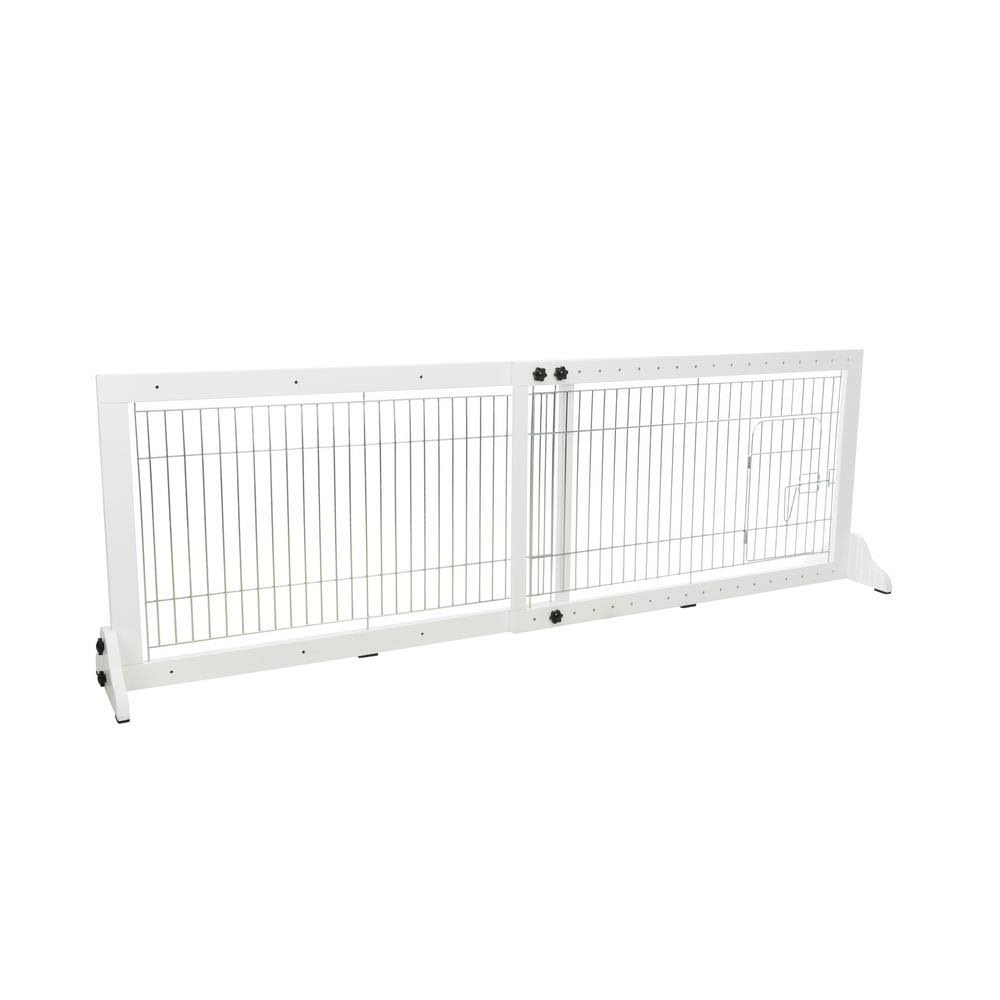 Trixie Pet Products Wooden Freestanding Pet Gate with Pet Door 22.5 in Height White