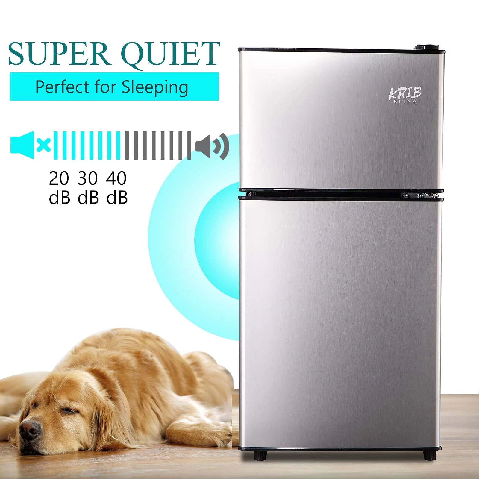 GGTB 3.2 Cu ft Two Door Mini Fridge with Freezer, Retro Compact Refrigerator with Freezer, Silver