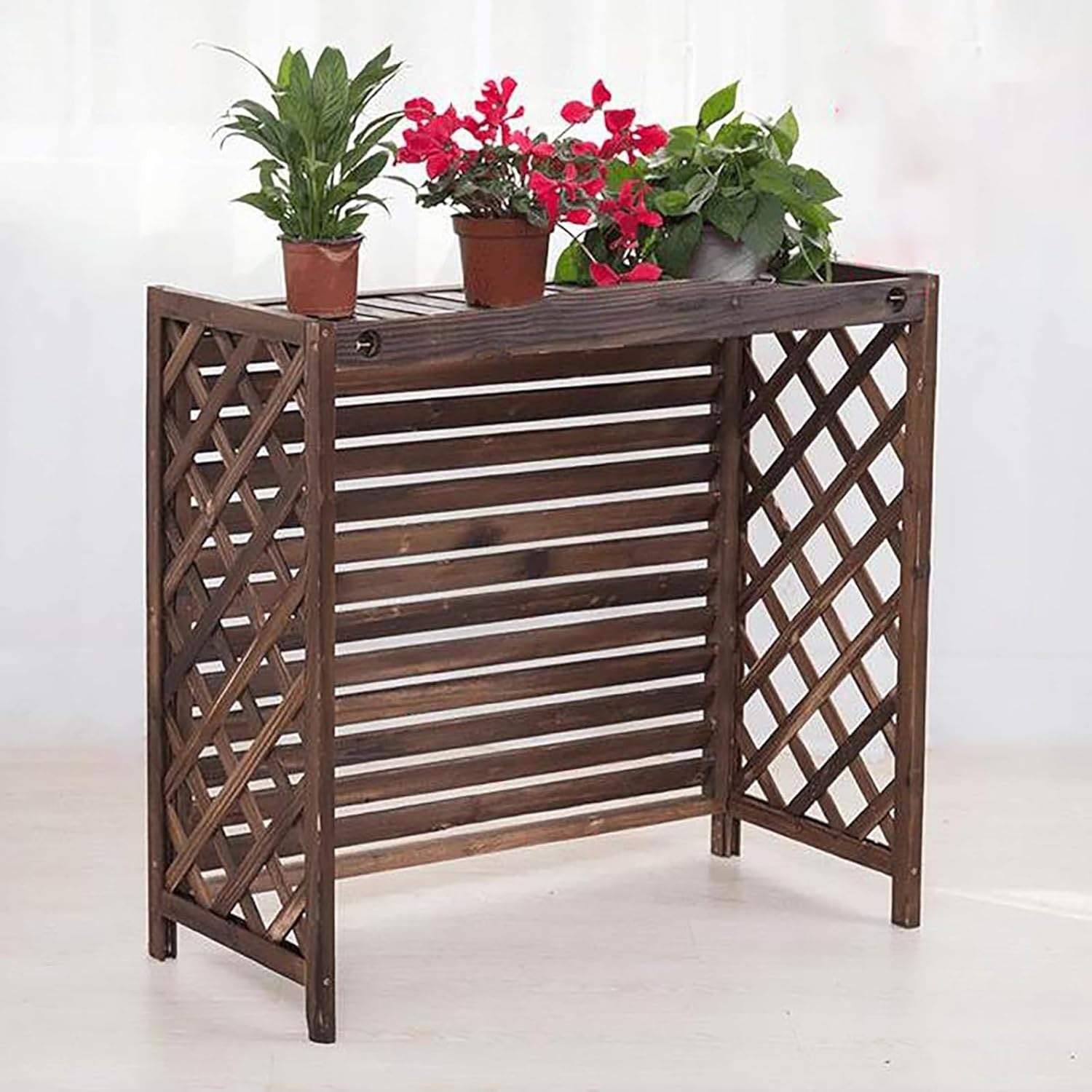 Outdoor Air Conditioner Unit Fence Screen, Wooden Privacy Screen Flower Stand Decorative, Pool Equipment Trash Can Enclosure Wood Fence Panel, Ac Fence For Outside Unit ( Size : 95x40x89cm/37.4x15.7x3
