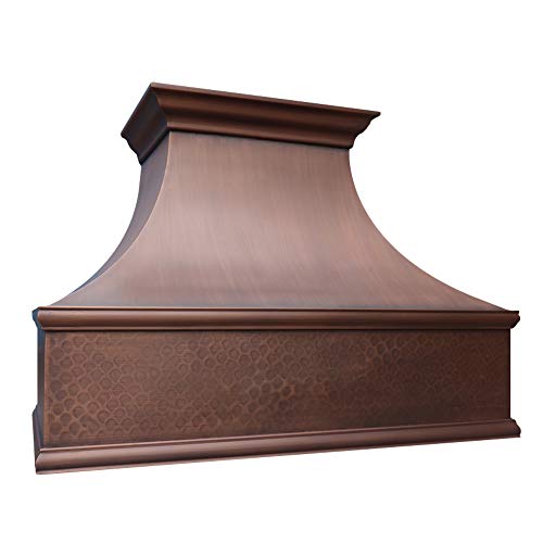 Copper Tailor Copper Range Hood Wall Mount,4 Speed Exhaust Fan,Stainless Steel Vent,LED Light,Dishwasher-Safe Baffle Filters