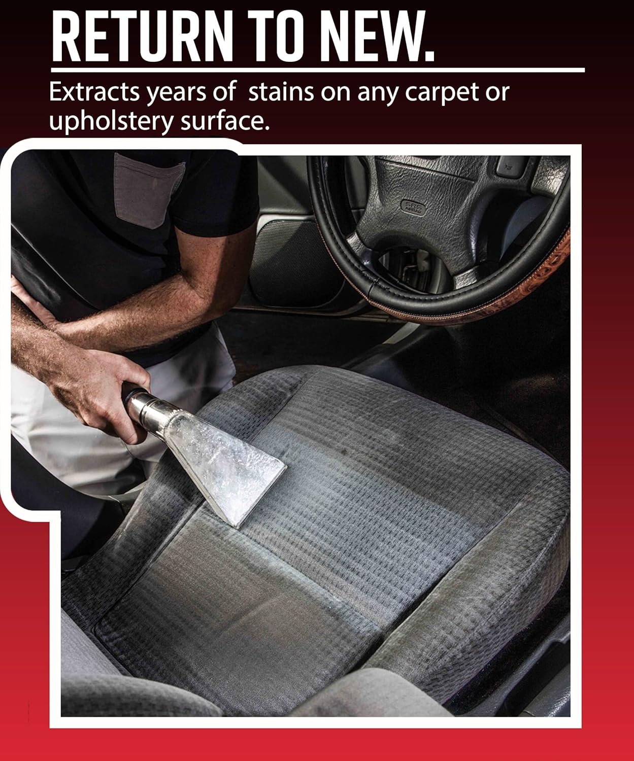 Adam's Non-Heated Carpet Extractor, Powerful Spot and Upholstery Cleaner, Clear Hand Tool, 15 Foot Hose, Easy Dirt and Spot Removal for Vehicles