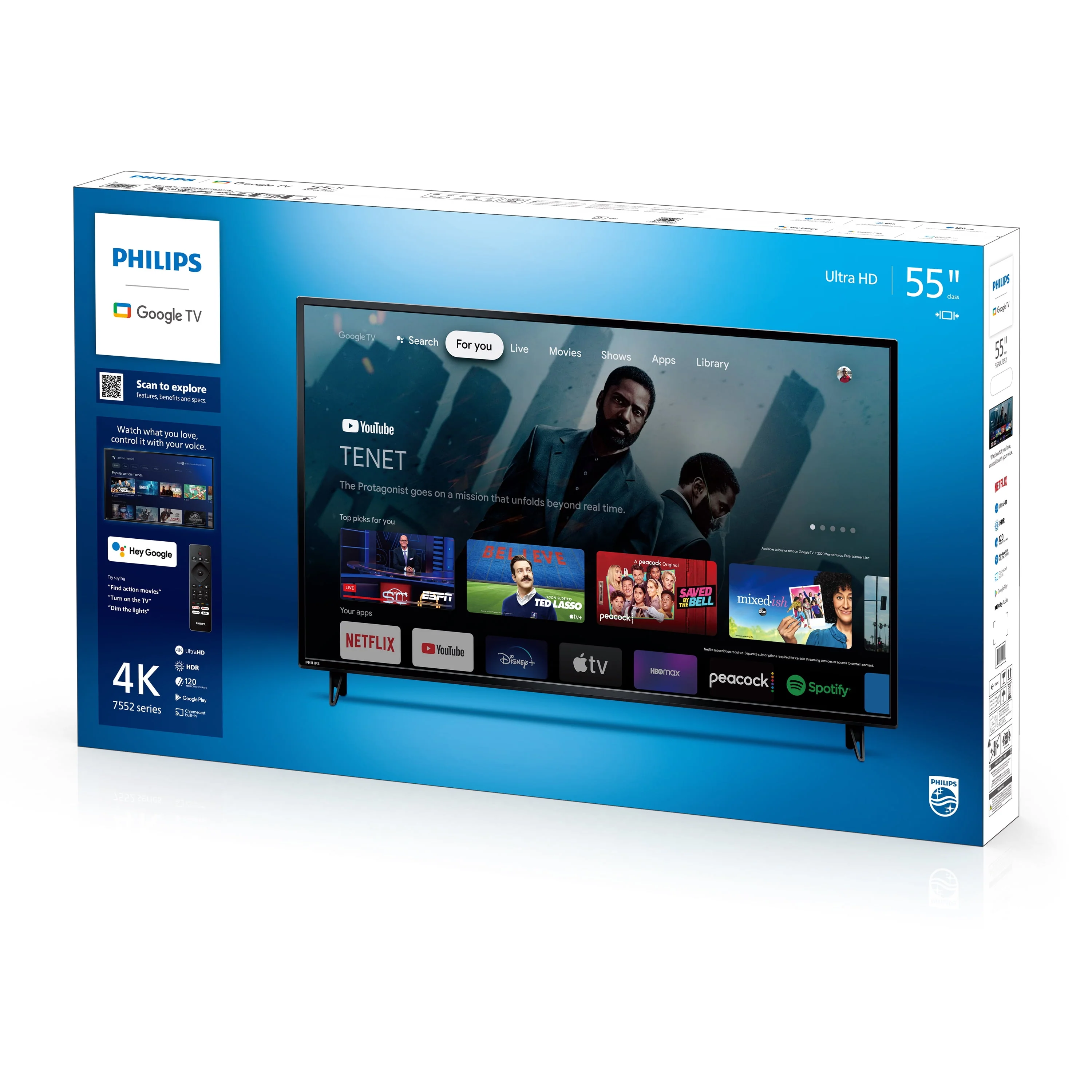 Philips 55 Class 4K Ultra HD (2160p) Google Smart LED TV (55PUL7552/F7)