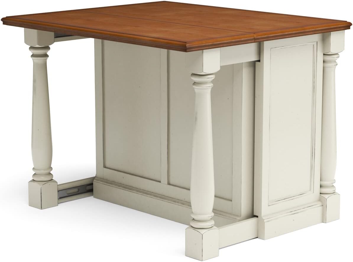 Homestyles Monarch Kitchen Island Set, 50 Inch Width, Antique White