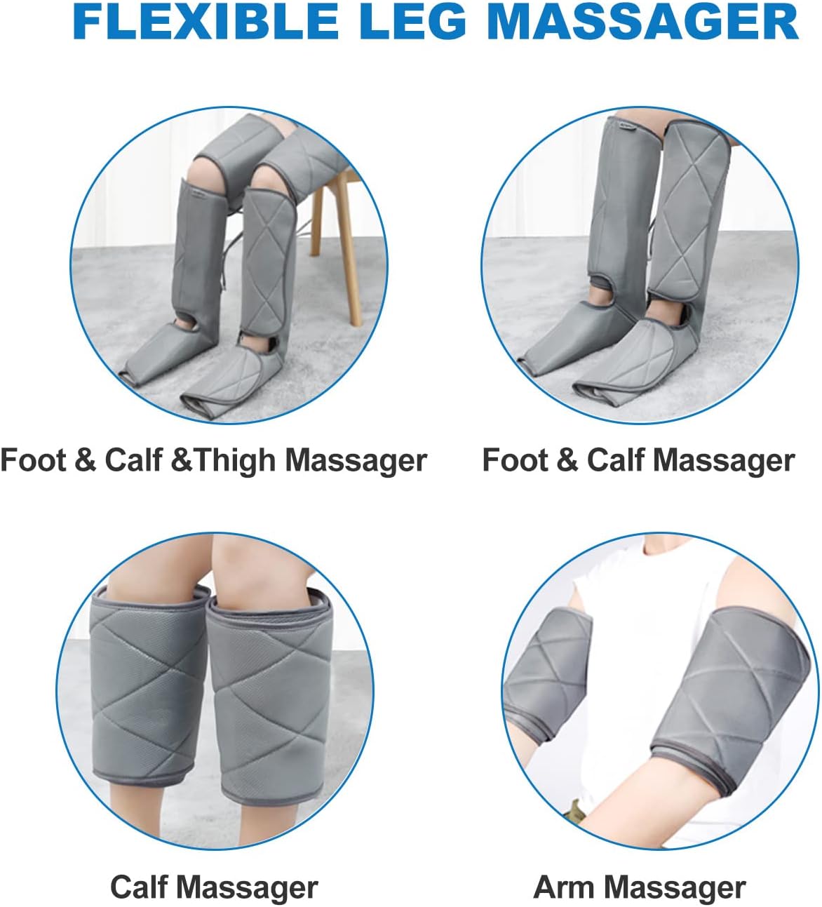 Renpho Leg Massager, Thigh Calf Foot Massage Machine, Adjustable Leg Wrap for Most Size, with 6 Modes 4 Intensities, Gift for Men Women, Helps for Sore Muscle Stiffness Recovery