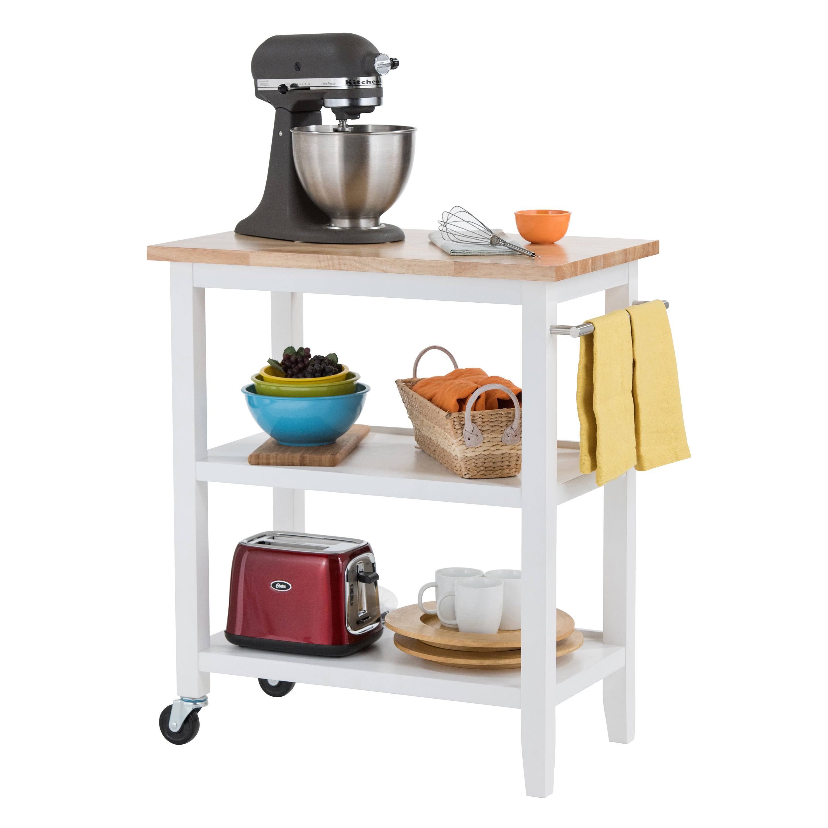 Trinity Wood Kitchen Cart - White