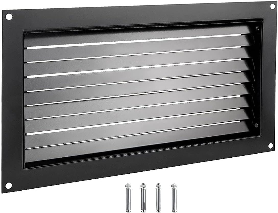 VEVOR Flood Vent, 16" X 32" Foundation Flood Vent, to Reduce Foundation Damage and Flood Risk, Black, Wall Mounted Flood Vent, for Crawl Spaces,Garages & Full Height Enclosures (16" X 32")
