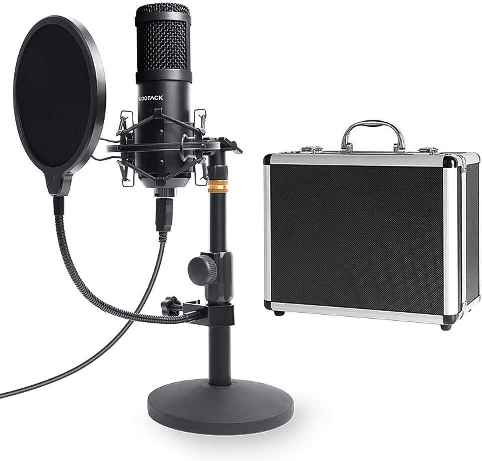 USB Streaming Podcast PC Microphone with Aluminum Storage Case,SUDOTACK Professional 192kHz/24Bit Studio Cardioid Condenser Mic Kit with Sound Card Desktop Stand Shock Mount for Skype Youtuber Gaming