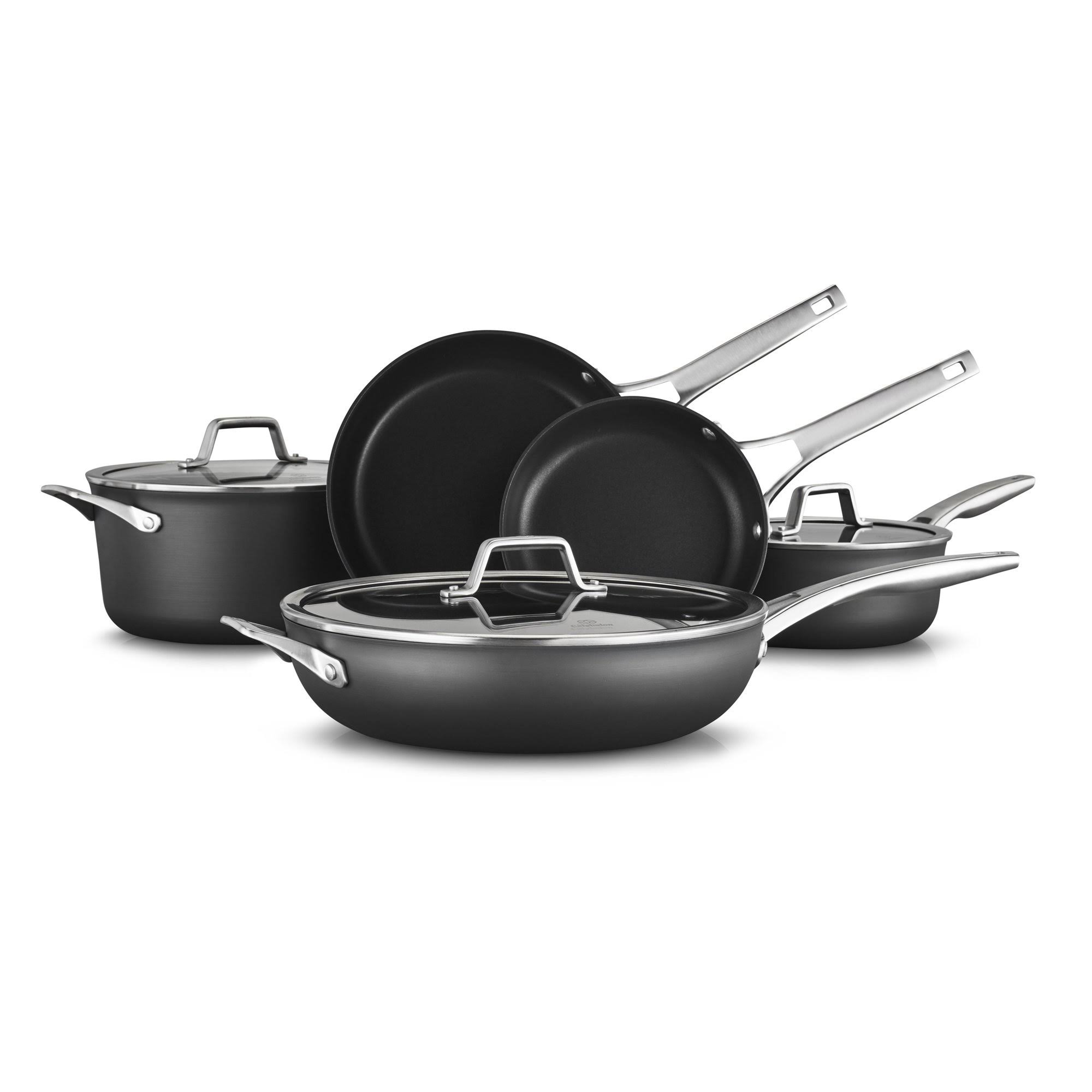 Calphalon Premier Hard-Anodized Nonstick 8-Piece Cookware Set, Black