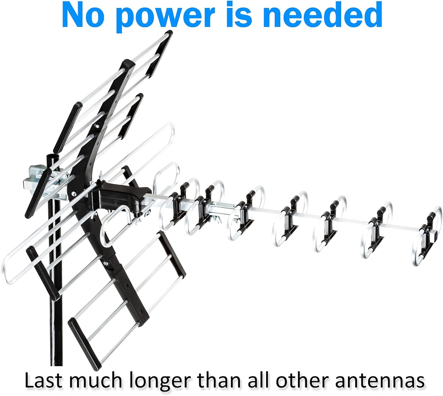 [Newest 2021] Five Star Outdoor HDTV Antenna up to 200 Mile Long Range, Attic or Roof Mount TV Antenna, Long Range Digital OTA Antenna for 4K 1080P VHF UHF Includes J Mount, 40 ft. RG6 Coaxial Cable
