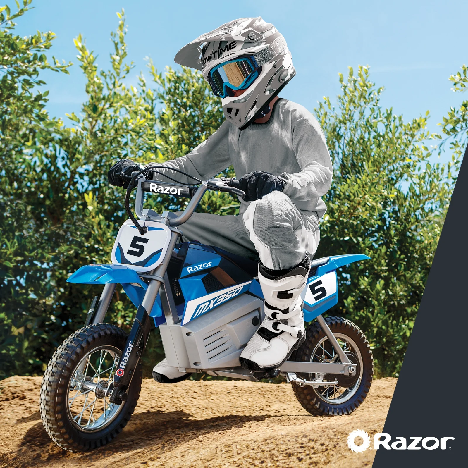 Razor Dirt Rocket MX350 - Blue, up to 14 mph, 24V Electric-Powered Dirt Bike for Kids 13+