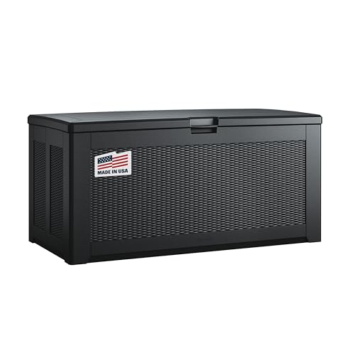 Rubbermaid Extra Large Resin Outdoor Storage Deck Box (134 Gal), Weather Resistant, Gray, Deck Organization for Home/Backyard/Pool Chemicals/Toys/Garden Tools/Porch/Patio Cushions