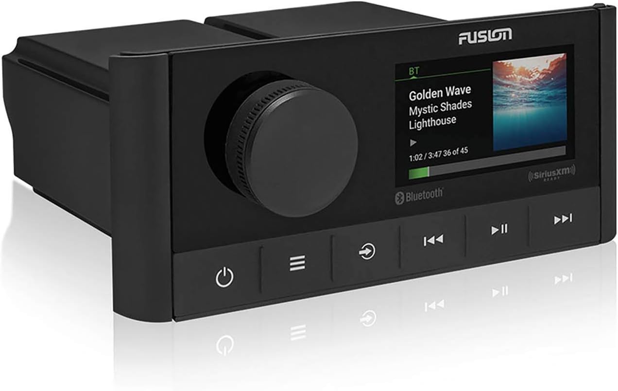 Fusion Entertainment MS-RA210 Marine AM/FM/BT/NEMA2000/SiriusXM Ready Stereo with 2 Pair Wet Sounds RECON6-S High Output 6.5 inches Marine Coaxial Speakers, Silver Grill