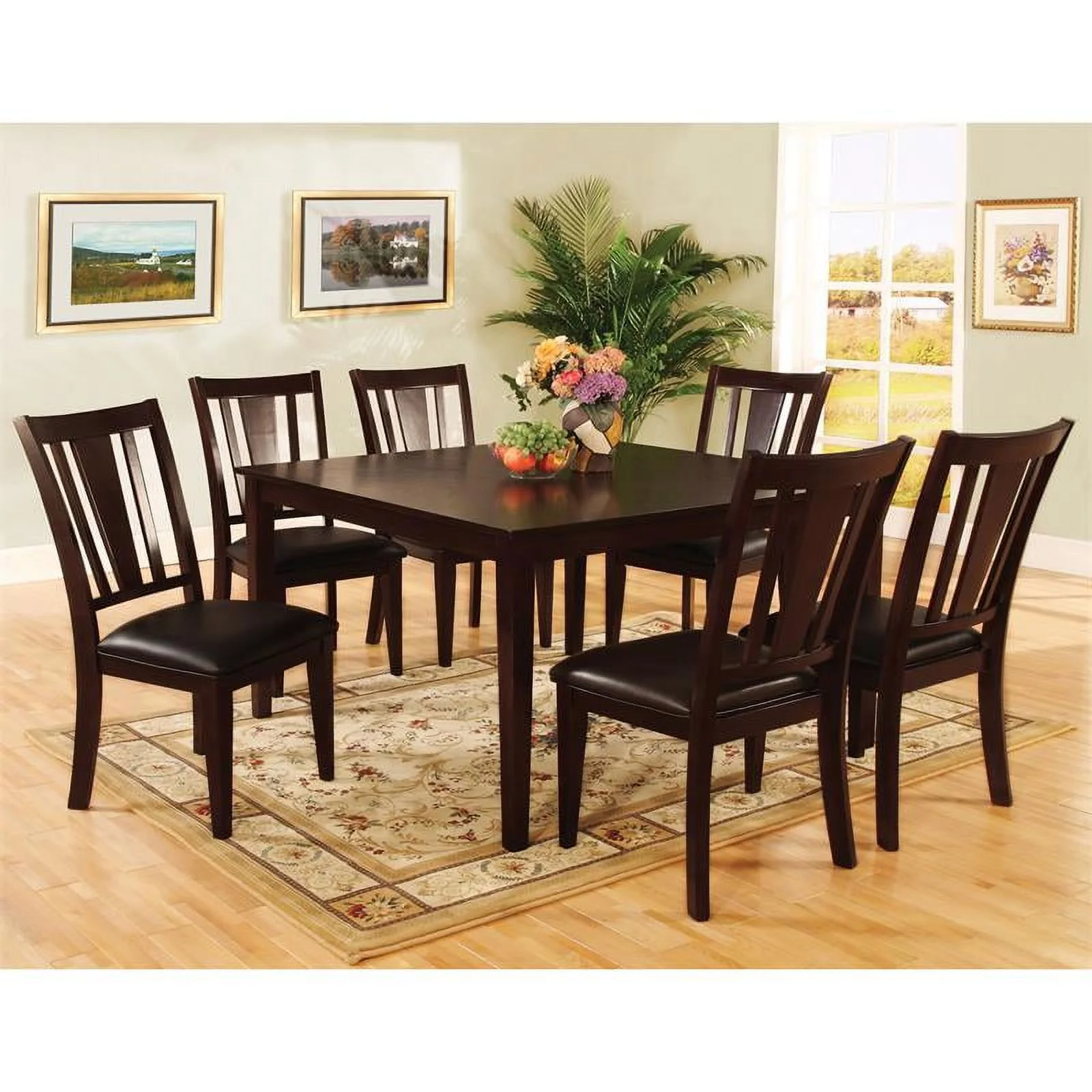 Furniture of America Orellana Transitional Wood 7-Piece Dining Set in Espresso - Curated Treasures Market