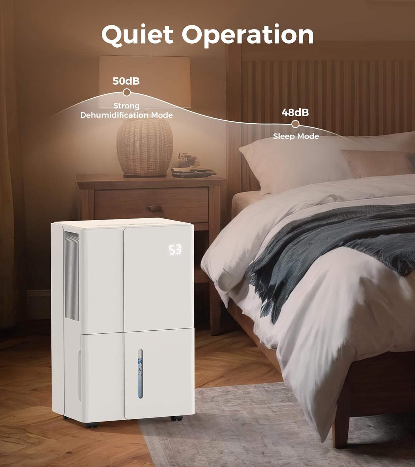 3000 Sq.Ft Dehumidifier, COWSAR Energy Star Dehumidifier with Wheels for Medium to Large Basement, Bedroom, Bathroom, Office - 35 Pints, 4 Modes, LED Display, 24H Timer, Whisper-Quiet, 1.7 Gallon Tank
