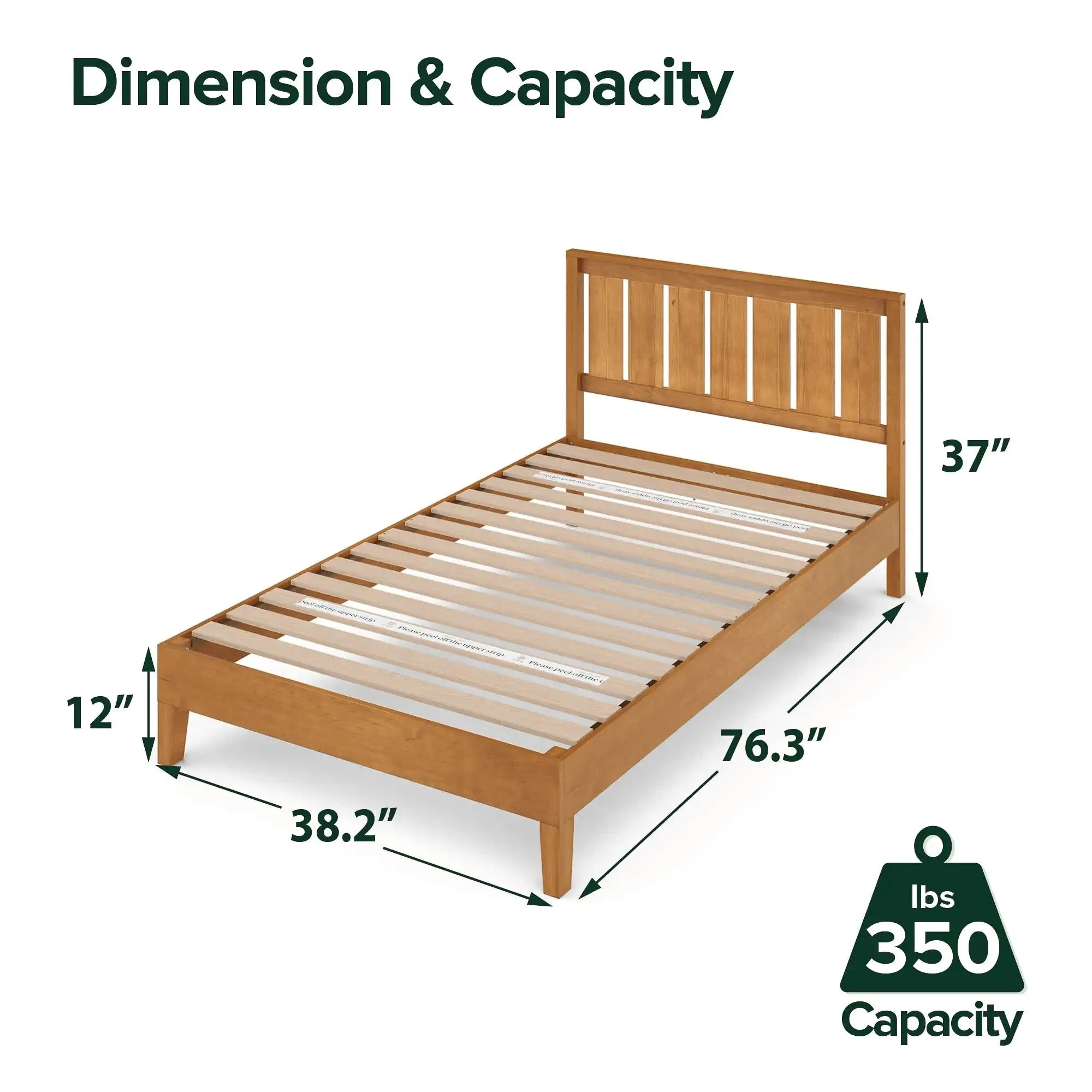 Zinus Alexia Deluxe Wood Platform Bed Frame with Headboard, Rustic Pine, Queen bed  bedroom furniture