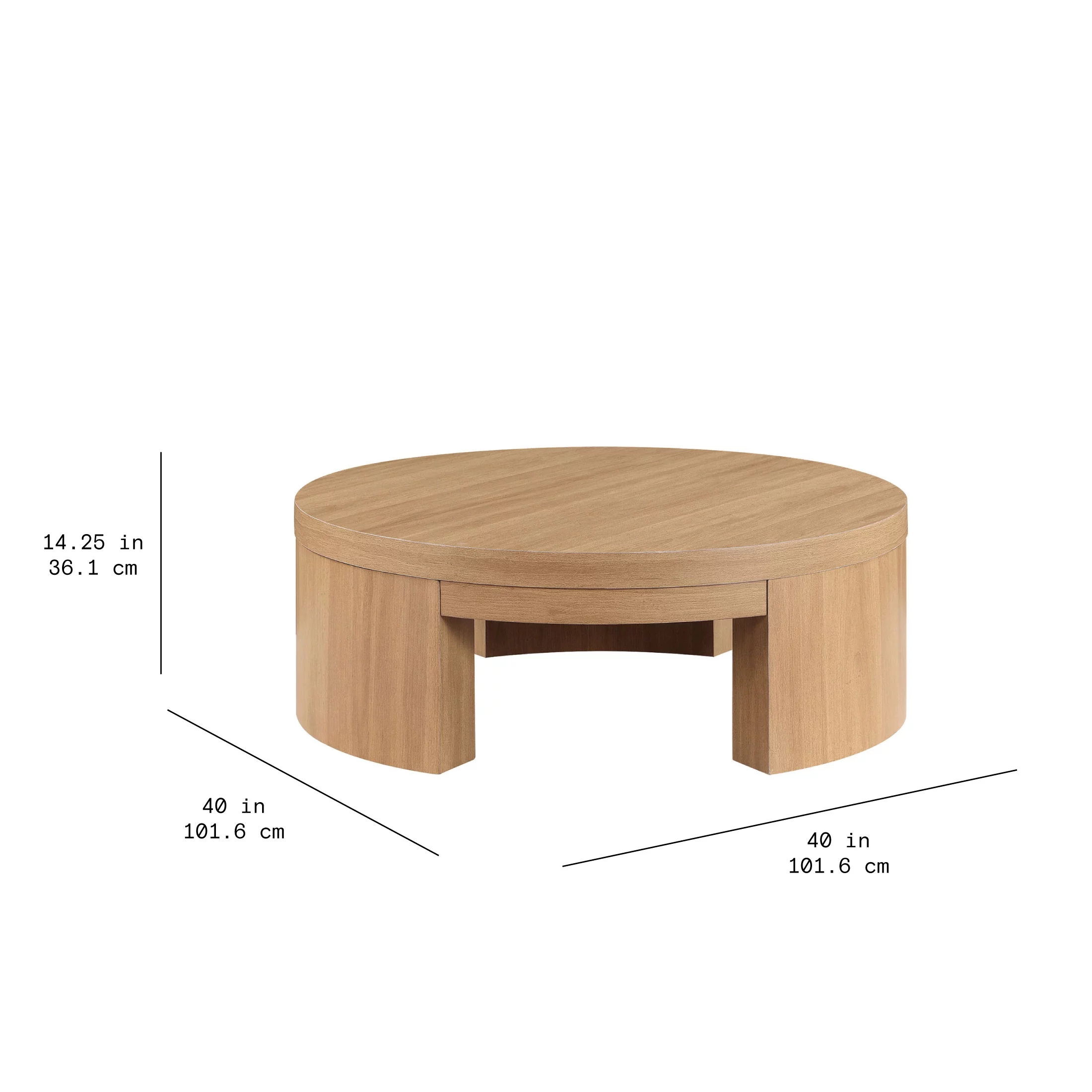 Beautiful Mod Round Coffee Table by Drew Barrymore, Warm Honey Finish
