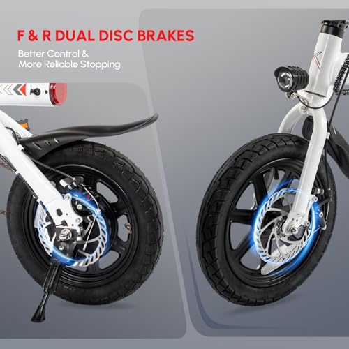 PEXMOR Electric Bike for Adults, 350W Motor (Peak 500W) Ebike 36V 6AH Battery, 14" Folding Commuter City Electric Bicycle for Adults/Teens, Complies to UL2849
